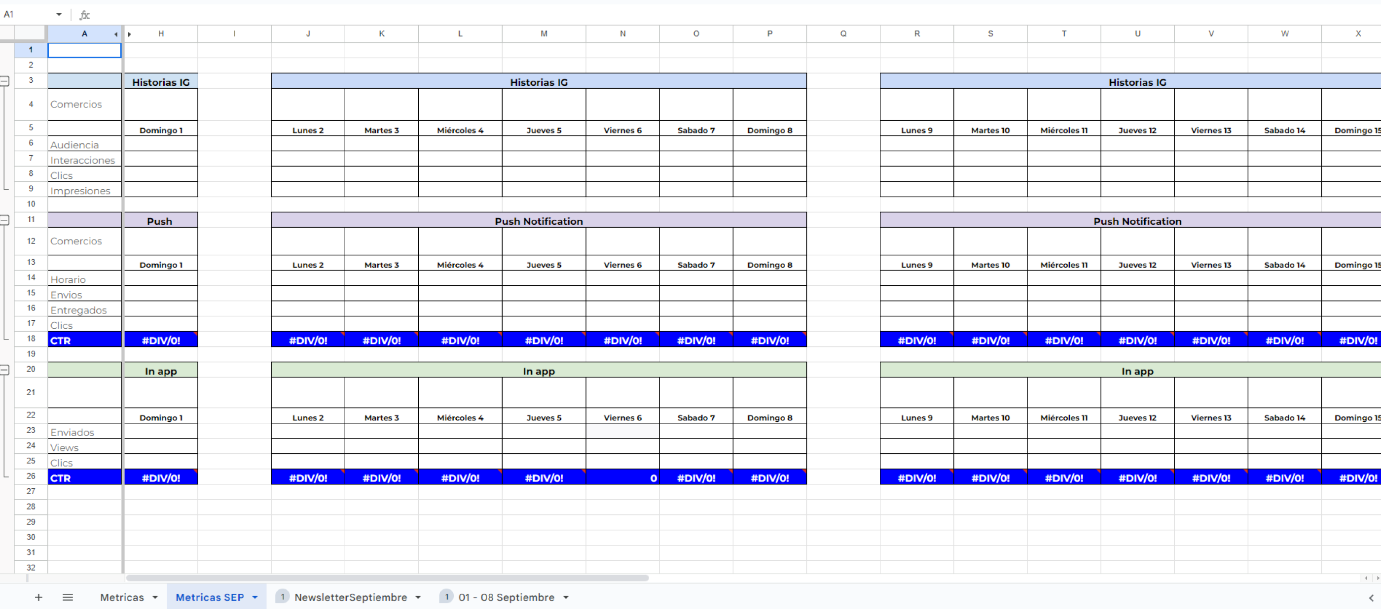 Metrics table